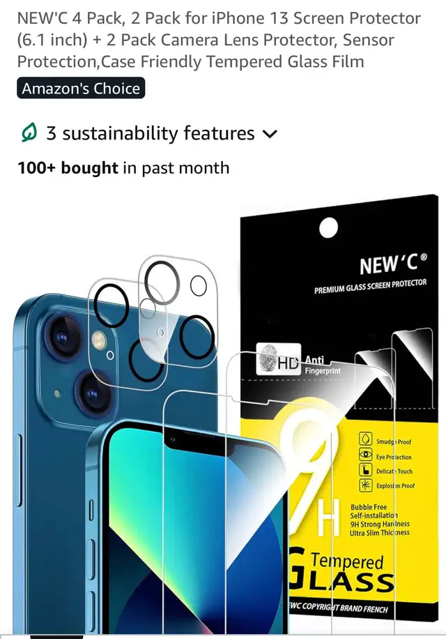 2 packages of iPhone 13 Screen Protector + 2 Pack Camera in General Electronics in Hamilton - Image 3
