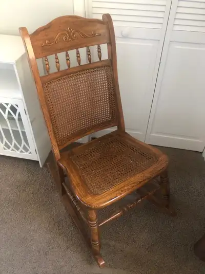 mid century wooden rocking chair, View more