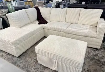 6 Seater Premium Corduroy Quality Corner Sofawith Ottoman , View more