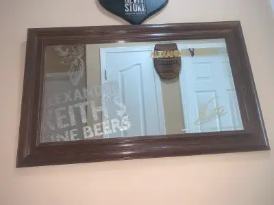 Vintage Alexander Keith Mirror Bar sign Mint condition Beautifully carved solid wood framed Alexande...