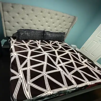 Queen Bed with Quilted back