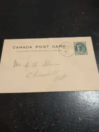 1898 postal card mailed from Barrie to Churchill, ON