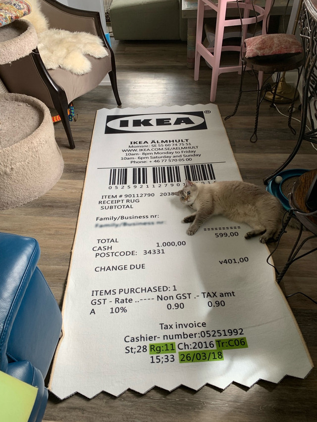 Virgil Abloh C IKEA Receipt Rug in Rugs, Carpets & Runners in Calgary - Image 2