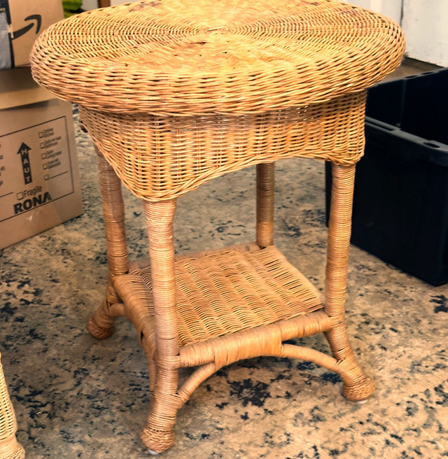 Wicker Side Table & Footstool in Other Tables in Ottawa - Image 4