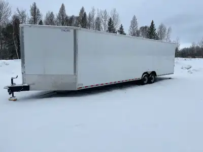 For sale 2023 - 8 1/2 x 30 + 5 ft v nose enclosed car hauler, 8 ply tires,extra high ramp door ,3 ft...