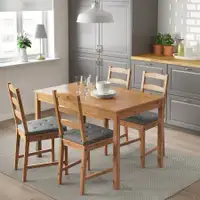 *Free Delivery/ Ikea Solid Wood Dining Table with Four Chairs