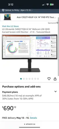 LG ultra wide curved monitor 