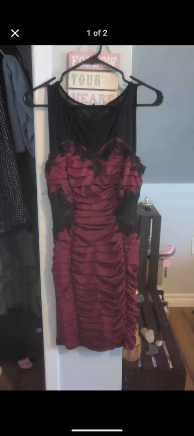 Burgundy dress, View more