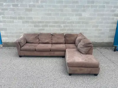 Suede Brown Sectional Sofa with Chaise - Free Delivery, View more