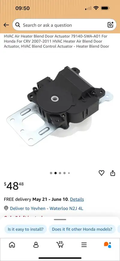 HVAC Blend Door Actuator 79140-SWA-A01 (Honda CR-V 2007–2, View more