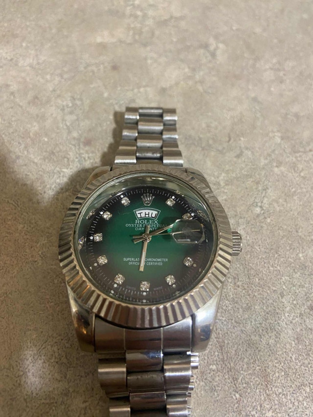 Rolex Oyster Perpetual Green Diamond Dial Watch Jewellery & Watches