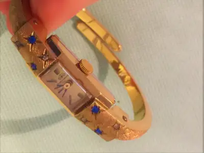 Vintage 60s Bucherer Gold plated Bangle Manual Watch - Size S, View more