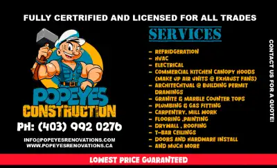 Popeye's Construction & HVAC-Mechanical services, View more