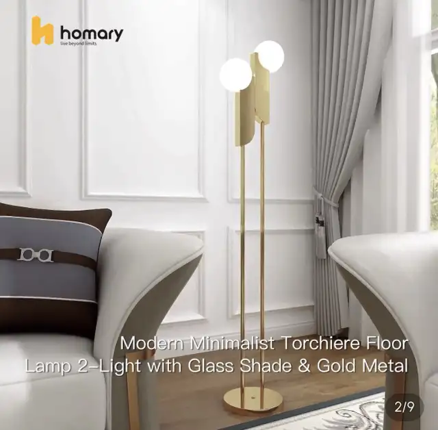 Modern Minimalist Torchiere Floor Lamp 2-Light in Indoor Lighting & Fans in Markham / York Region - Image 3