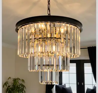 Modern Black Crystal Chandelier for Dining Room 7 Lights, 15.7, View more