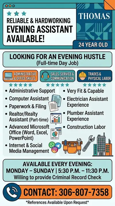 Looking for Part-Time Evening & Weekend Work — Reliable & Versat, View more