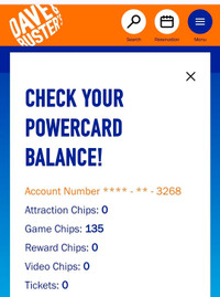 Two Dave & Busters power cards 