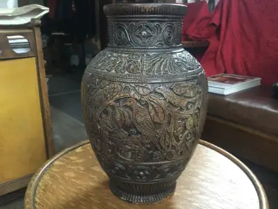 Arts & Crafts Wildlife Pattern Pottery Vase, 1890s, View more