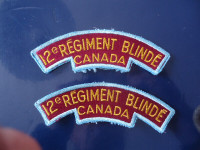Anciens Écussons (2) 12e Régiment Blindé Canada Armée Militaire
