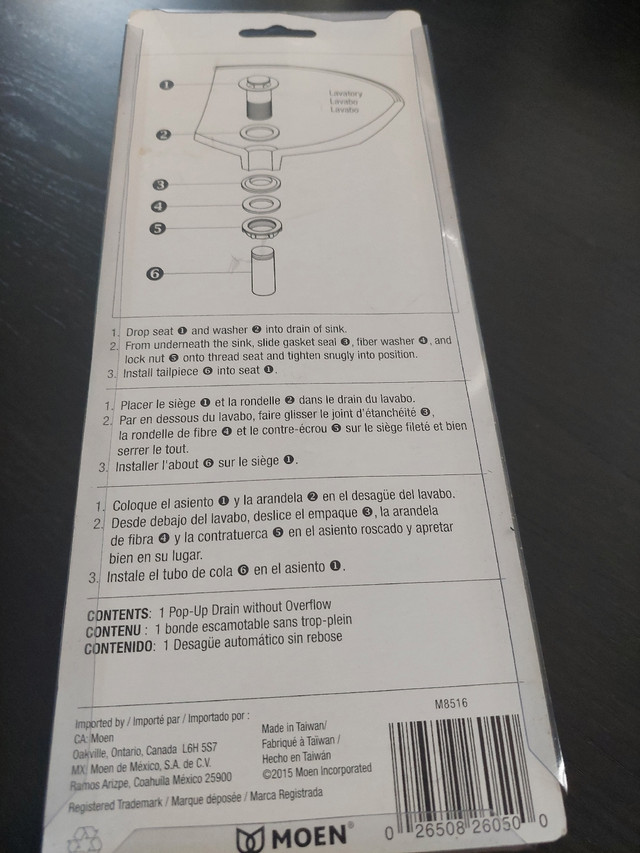 Moen M8516 no overflow universal pop up drain, new $15 in Plumbing, Sinks, Toilets & Showers in Calgary - Image 4