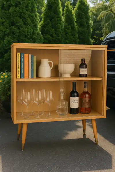vintage MCM glass display cabinet , View more