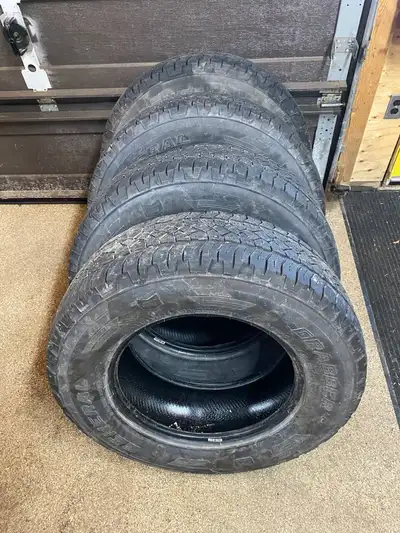 Good shape 4X tires. Snowflake symbol on tires M&S, all weather. Between 8/32 & 7/32 tread left. Gen...