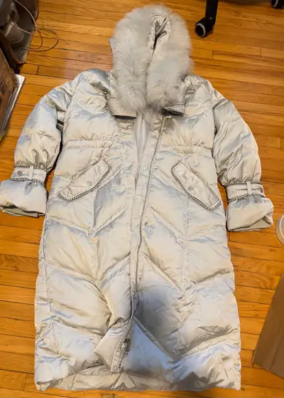 Long Puffer Coat with Fur Hood, View more