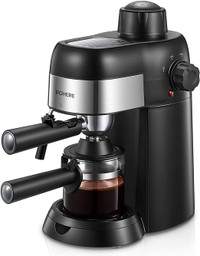 FOHERE Espresso Machine, 3.5 Bar 4 Cup Steam Espresso Machine,