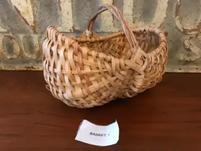 Vintage  14 by 12 ”Woven Reeds Basket #1  With Handle, View more