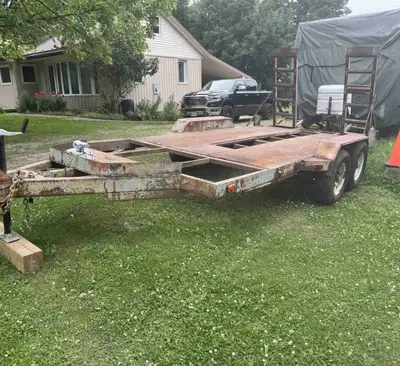 Up for sale a 15’ all steel equipment trailer, needs a bit of TLC but overall solid. Was stored indo...