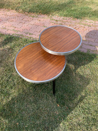 Walnut and metal side tables