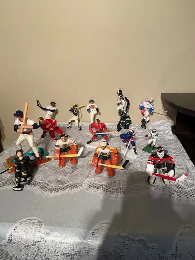 Mini NHL hockey and MLB baseball figurines , View more