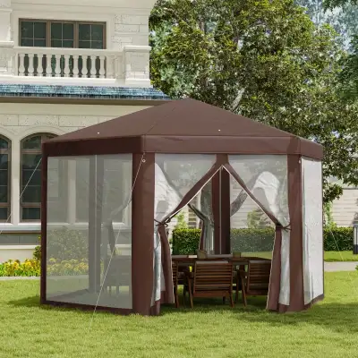 13' x 11' Hexagonal Party Tent, Canopy Tent with Nettings, Zipped Doors for Garden, Patio, Outdoor,...