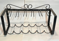 Cast Iron Wine and Wine Glasses Wall Rack