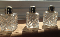 vintage salt & pepper shakers cut glass 3 items v-small