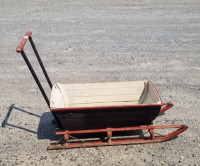 Beautiful antique wooden runner sled with handle to push
