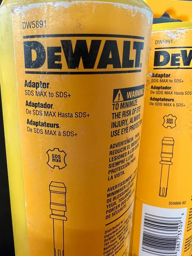 Dewalt DW5891 sds max adaptor SDS+ brand new in Power Tools in Kawartha Lakes - Image 3