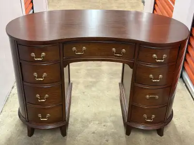 Antique Mahogany Kidney Shaped Desk, View more