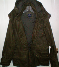 J Crew Mens Waxed Cotton Canvas Jacket with Hood Small