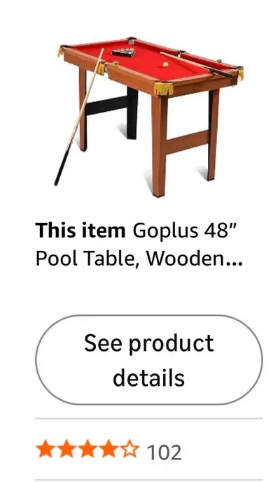 48” Pool table used, View more