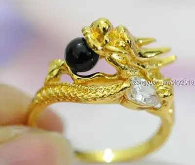 Authentic Men's Yellow Gold Filled CZ Dragon Ring 80 each, View more