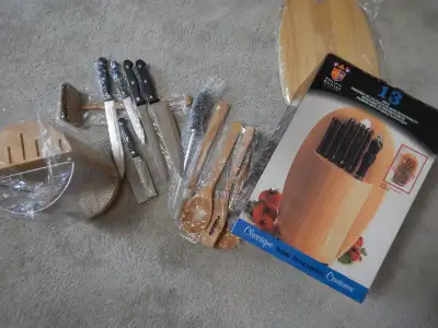 Stainless Cutlery with Bamboo/Wood Prep Set, View more