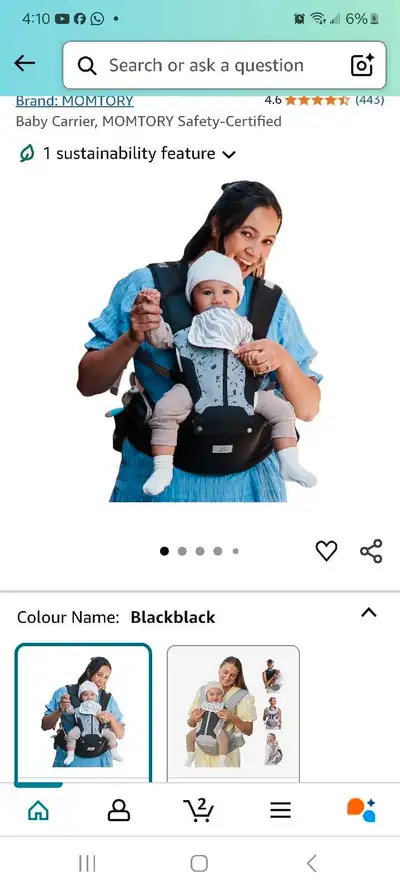 I'm offering a brand new MOMTOR baby carrier, MOMTORY safety-certified. It is black in colour, and c...