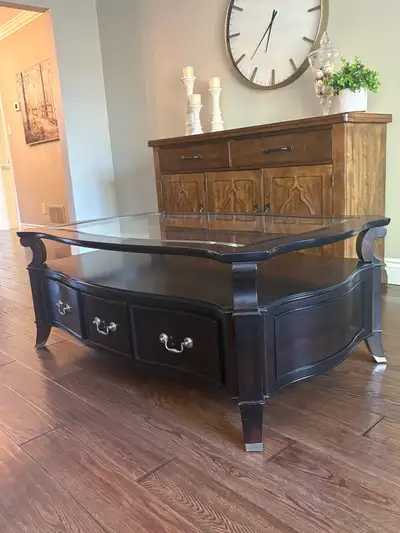 3 Drawer Glass Top Coffee Table , View more