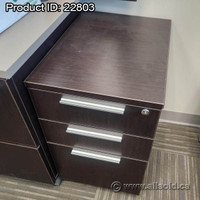 Espresso 3 Drawer Box / Box / File Rolling Pedestal Cabinet