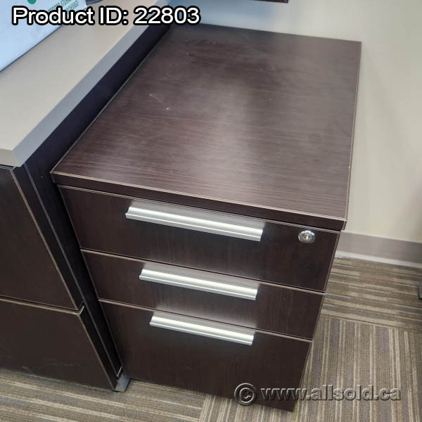 Espresso 3 Drawer Box / Box / File Rolling Pedestal Cabinet in Storage & Organization in Calgary