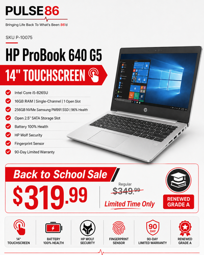 HP ProBook 640 G5 14" Touchscreen | i5 | 16GB RAM | 256GB NVMe |, View more