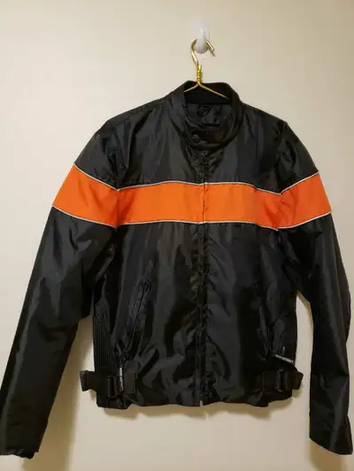 Mens medium. Orange racing stripe jacket. Washed before listing and hung to dry. Moma Leather's Pick...