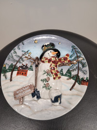 3D Ganz Snowman Ceramic Wall Plate