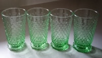 Vintage Rare Fenton Green Hobnail Glass Tumbler Set